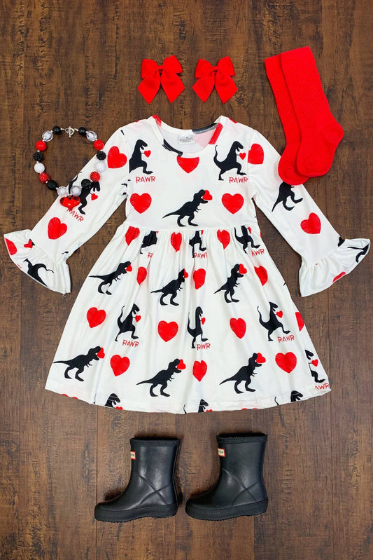 "RAWR" Dinosaur Love Dress - Sparkle in Pink