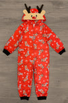 Red Reindeer Family Onesie Pajamas- & PET BANDANA! - Sparkle in Pink