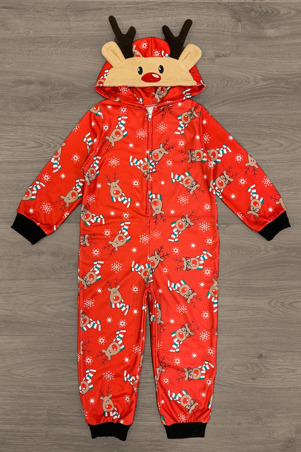 Red Reindeer Family Onesie Pajamas- & PET BANDANA! - Sparkle in Pink