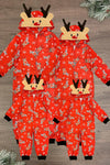 Red Reindeer Family Onesie Pajamas- & PET BANDANA! - Sparkle in Pink