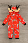 Red Reindeer Family Onesie Pajamas- & PET BANDANA! - Sparkle in Pink