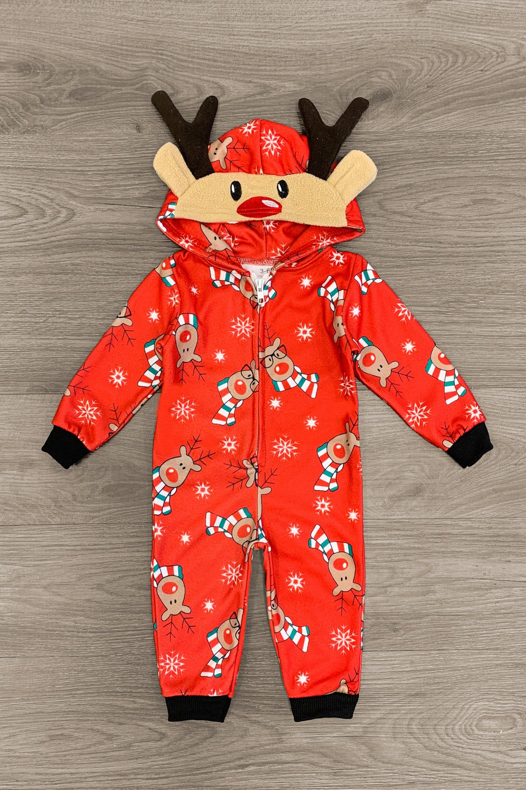 Red Reindeer Family Onesie Pajamas- & PET BANDANA! - Sparkle in Pink