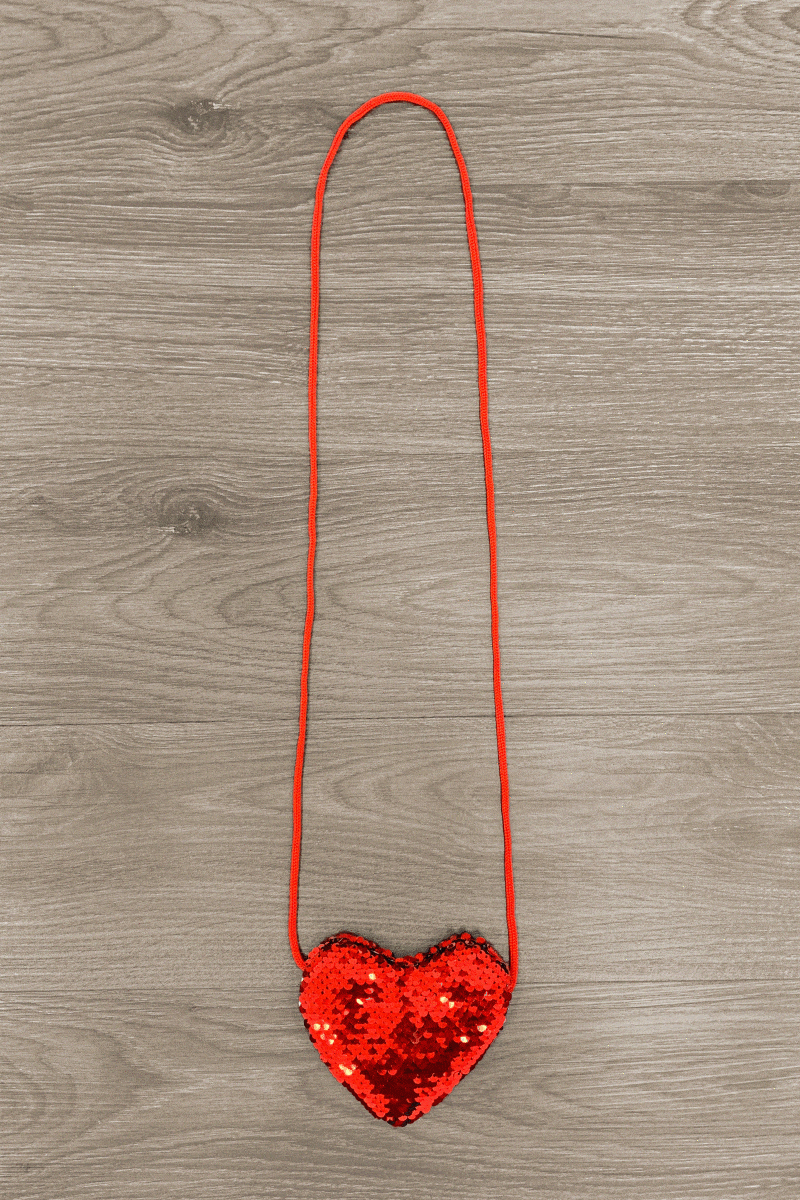 Red & Silver Flip Sequin Heart Purse - Sparkle in Pink