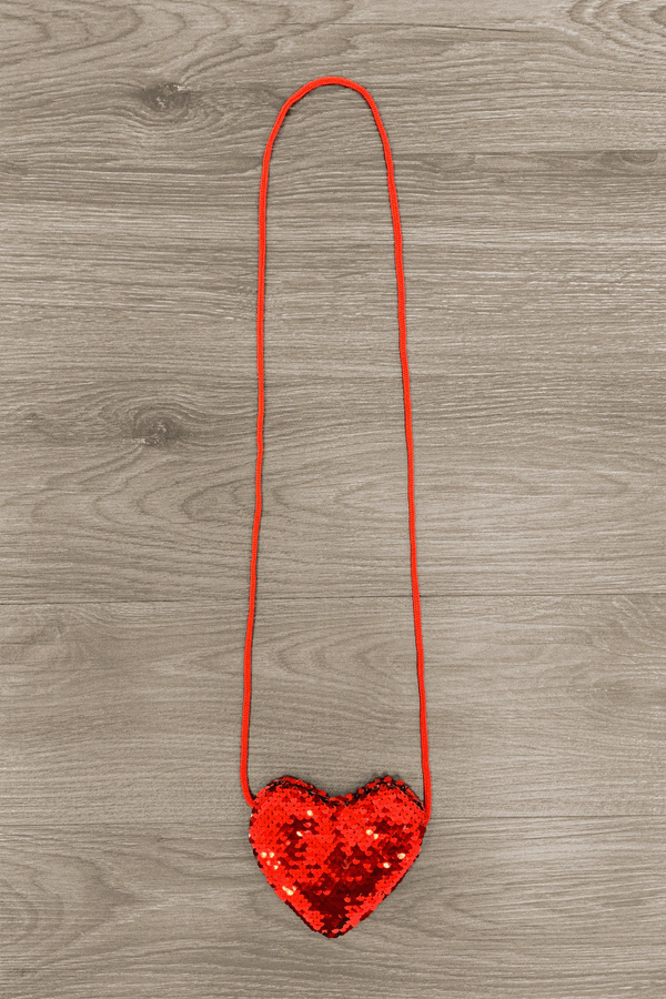 Red & Silver Flip Sequin Heart Purse - Sparkle in Pink