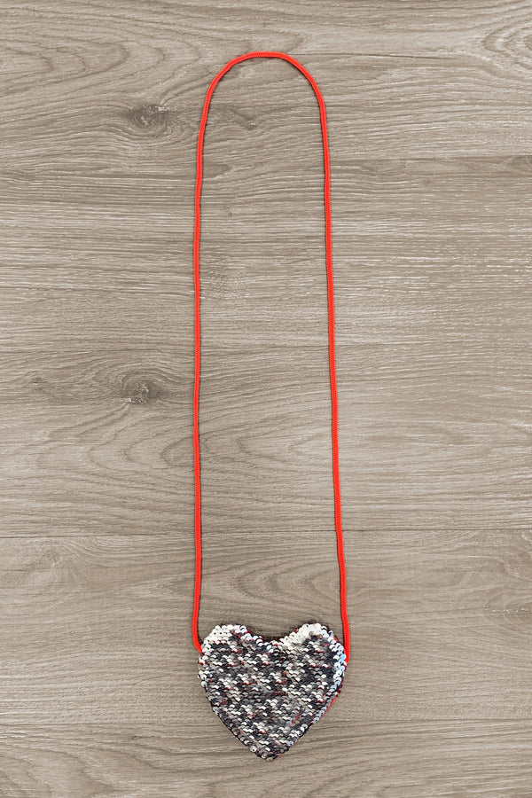 Red & Silver Flip Sequin Heart Purse - Sparkle in Pink
