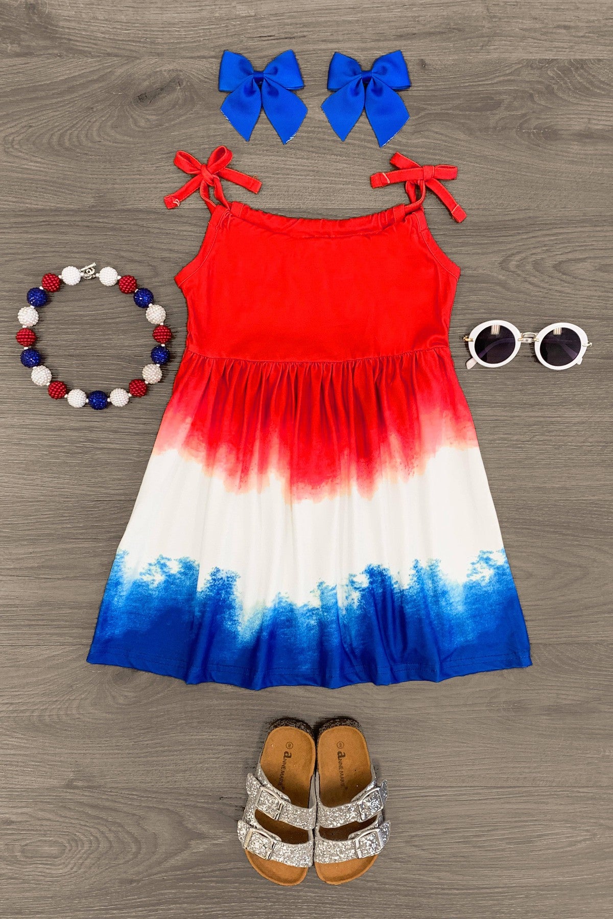 Red White & Blue Ombre Dip Dye Dress - Sparkle in Pink