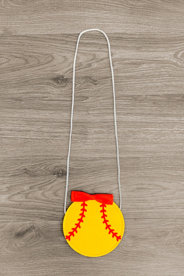 Red & Yellow Baseball Circle Purse - Sparkle in Pink