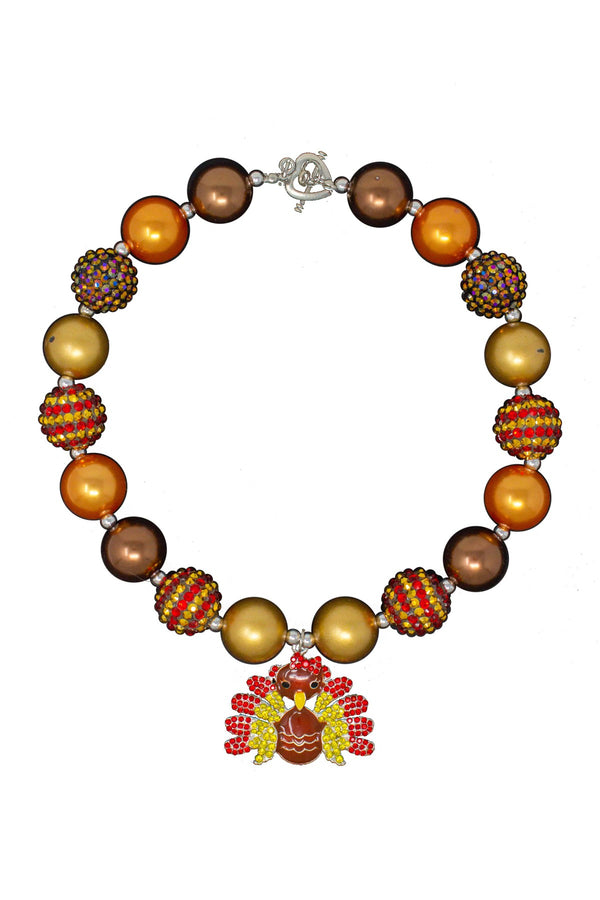 Red & Yellow Turkey Bubblegum Necklace - Sparkle in Pink