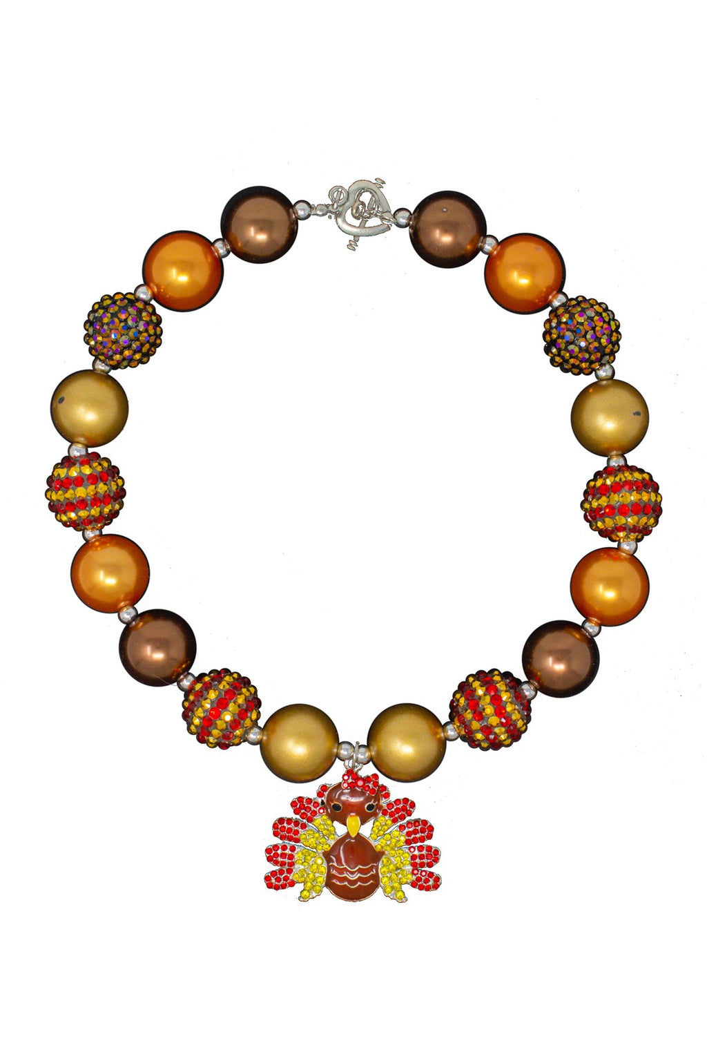 Red & Yellow Turkey Bubblegum Necklace - Sparkle in Pink