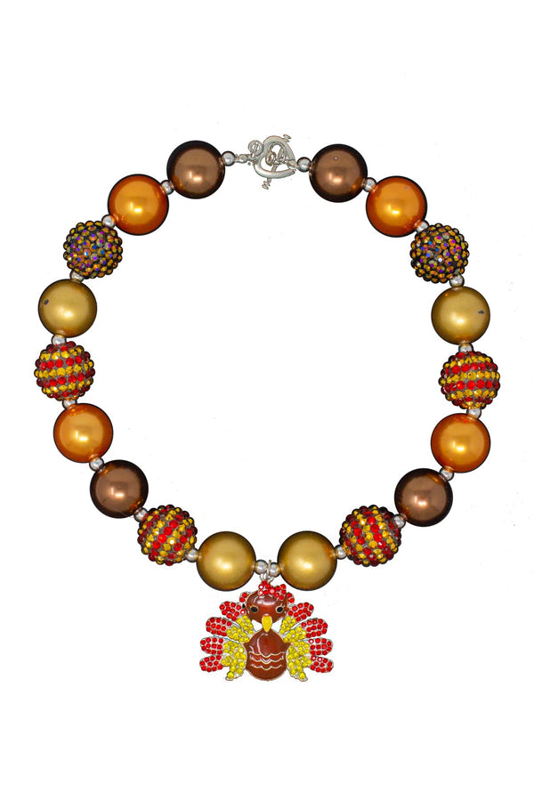 Red & Yellow Turkey Bubblegum Necklace - Sparkle in Pink
