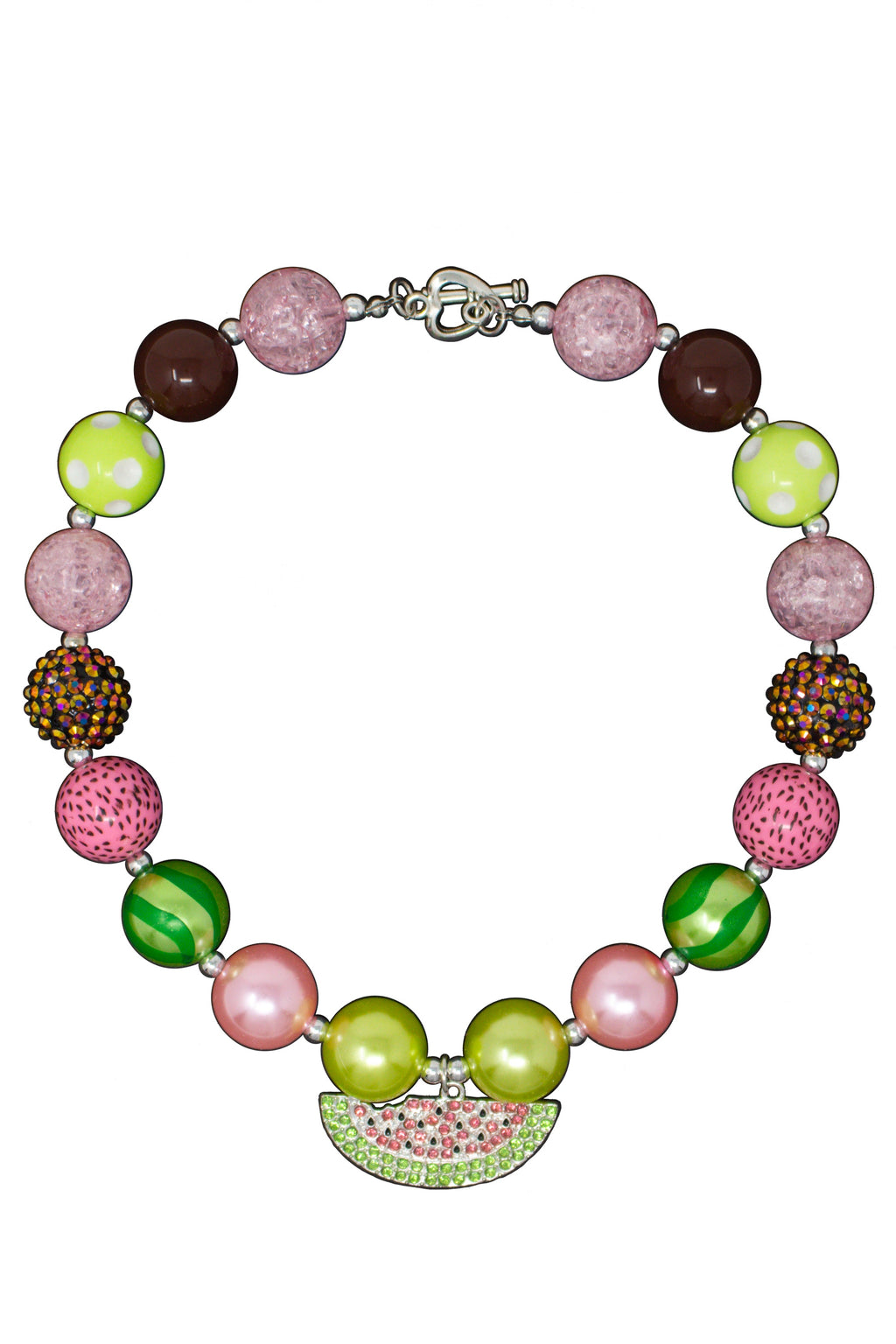 Rhinestone Watermelon Bubblegum Necklace - Sparkle in Pink