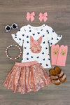 Rose Gold Bunny Sequin Skirt Set - Sparkle in Pink