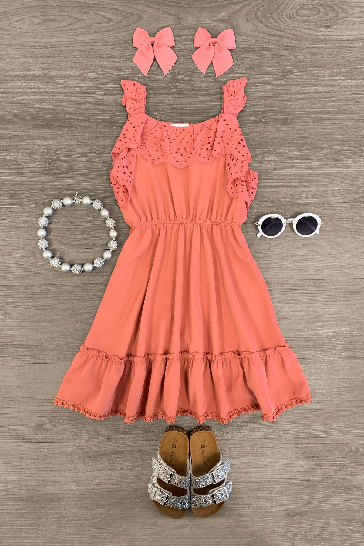 Rose Lace Ruffle Dress - Sparkle in Pink