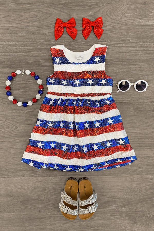Sequin American Flag Dress - Sparkle in Pink