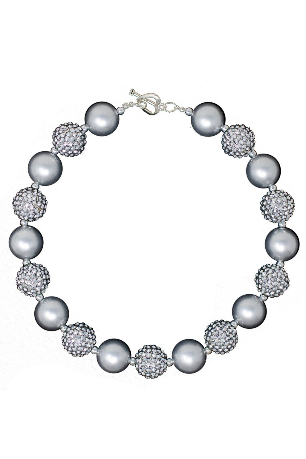 Silver Glitter Bubblegum Necklace - Sparkle in Pink