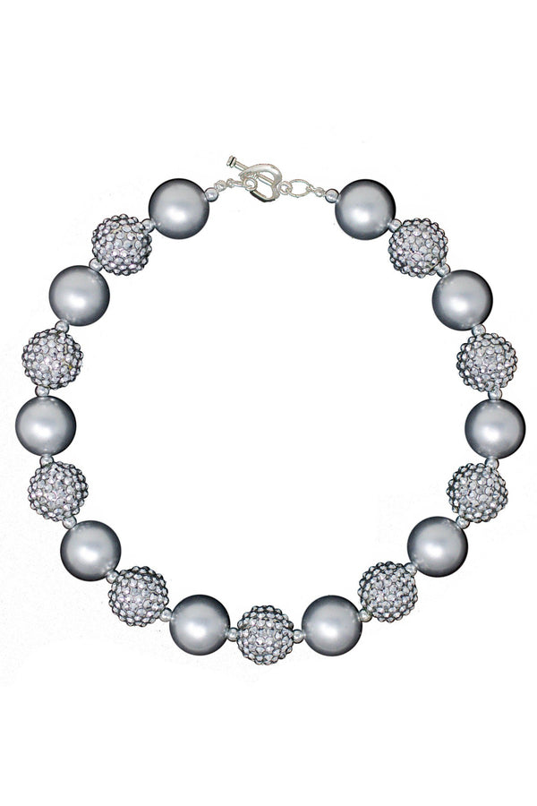 Silver Glitter Bubblegum Necklace - Sparkle in Pink