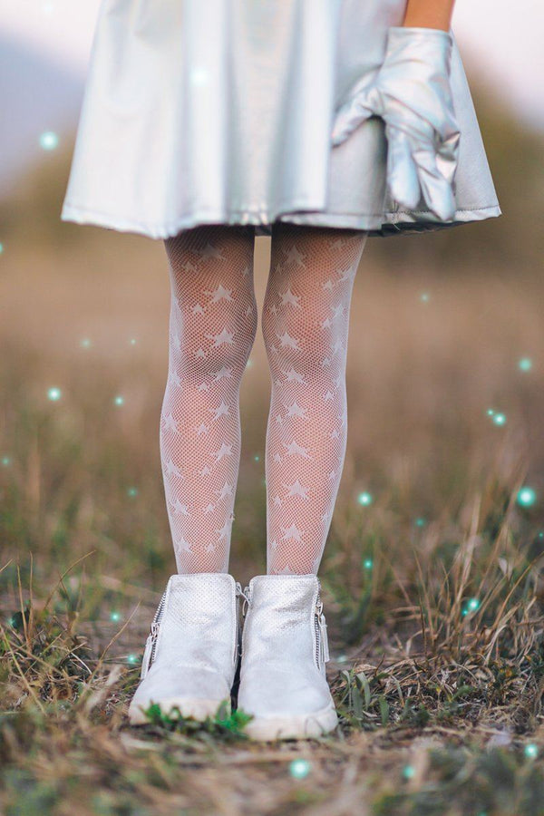 Silver Star Tights - Sparkle in Pink