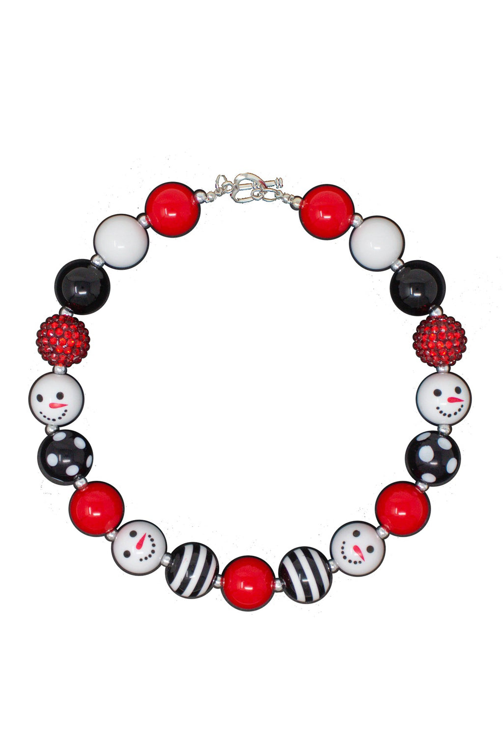 Snowman Red & Black Bubblegum Necklace - Sparkle in Pink