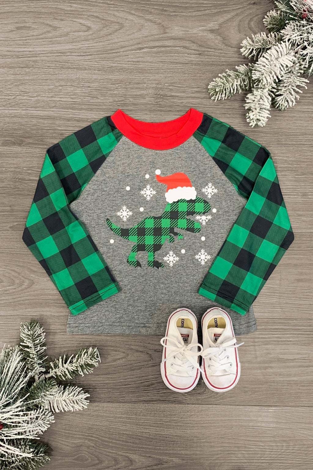 Snowy Santasaurus T-Shirt - Sparkle in Pink