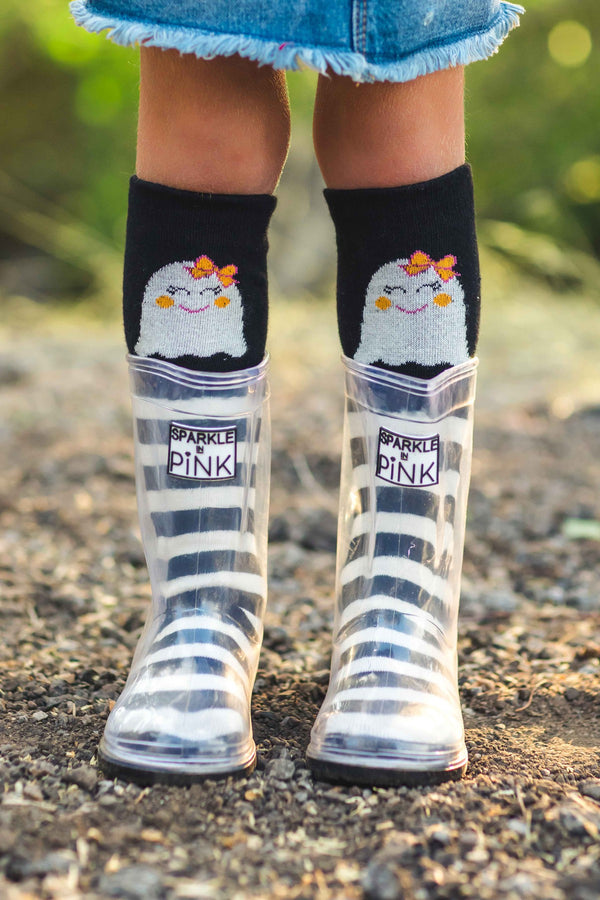 Sparkle In Pink Premium Exclusive Boots- Clear- Black Sole- WEAR WITH ANY SOCKS! - Sparkle in Pink