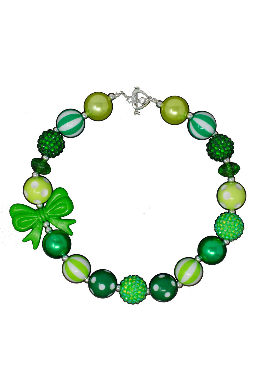 St. Patty's Pearl Bow Bubblegum Necklace - Sparkle in Pink