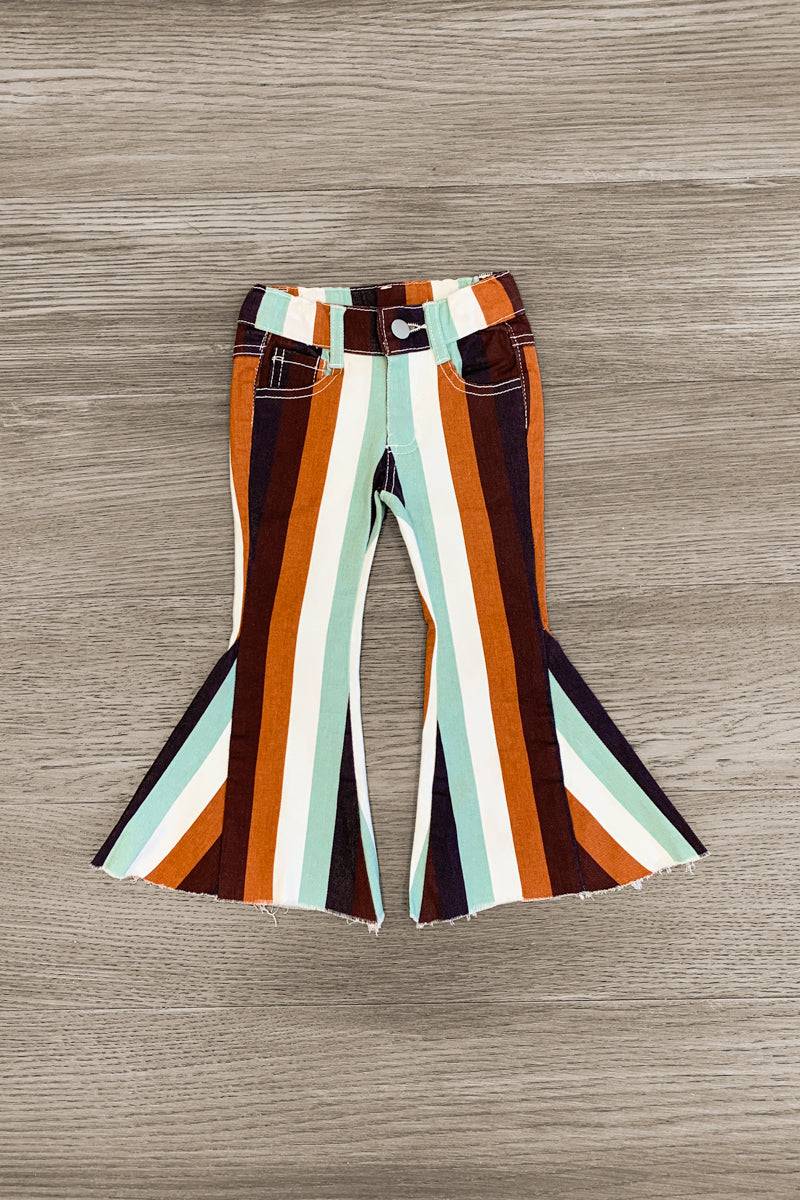 Striped Bell Bottom Jeans - Sparkle in Pink