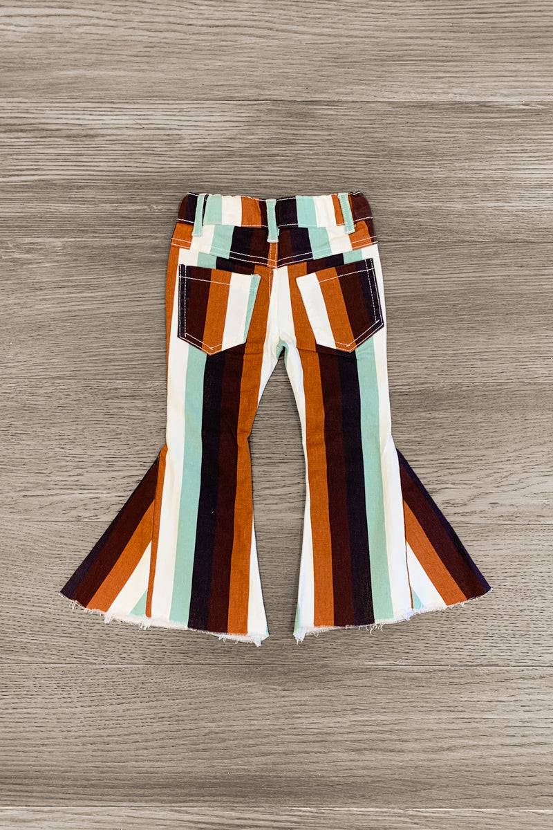 Striped Bell Bottom Jeans - Sparkle in Pink