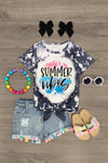 "Summer Vibes" Tie Top Pom Pom Denim Short Set - Sparkle in Pink