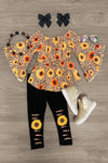 Sunflower Leopard Bell Sleeve Pant Set - Sparkle in Pink