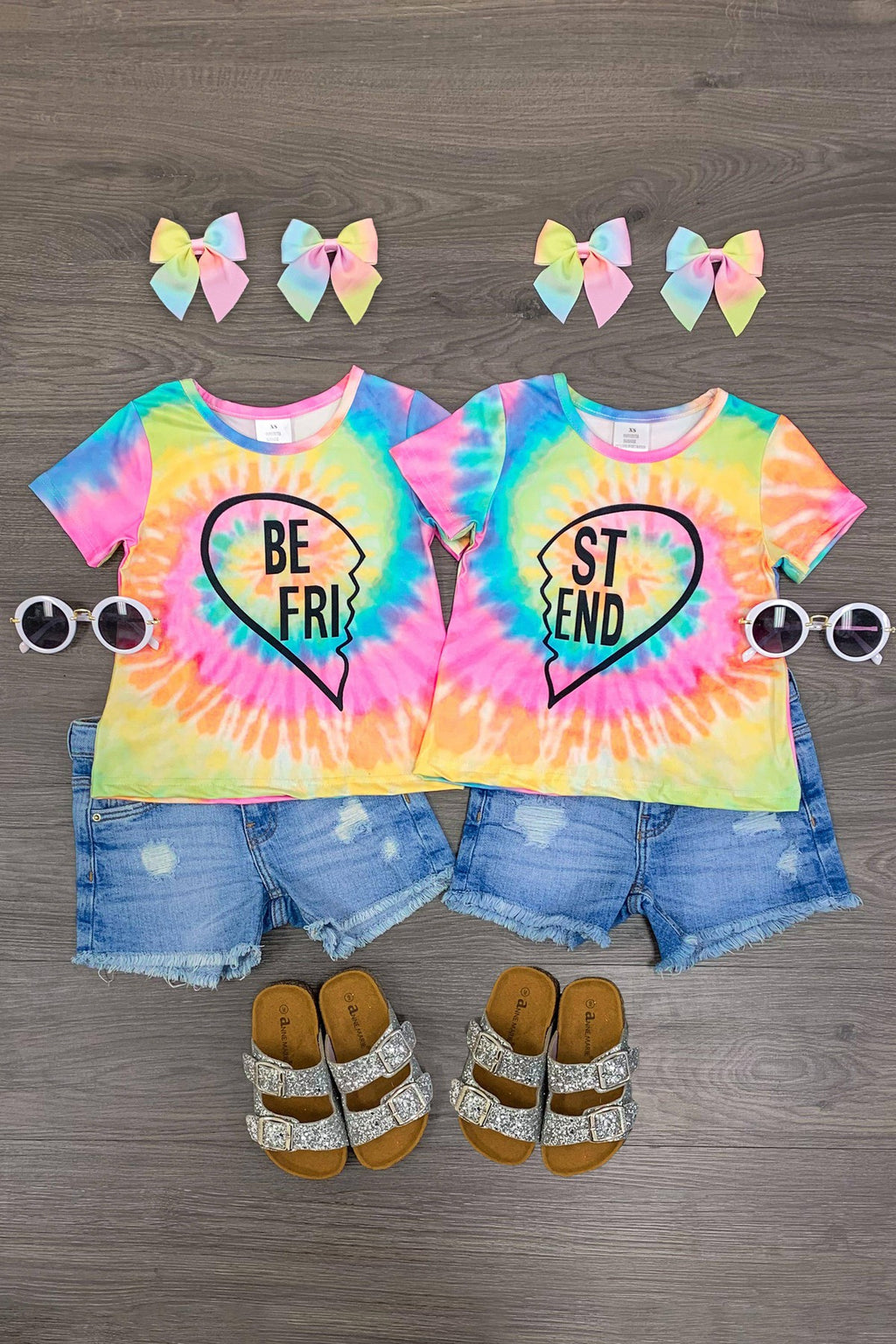 Tie Dye "Best Friends" Top - Sparkle in Pink