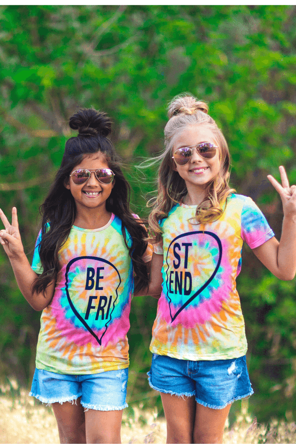 Tie Dye "Best Friends" Top - Sparkle in Pink