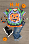Tie Dye Pumpkin Short Sleeve Top - Sparkle in Pink