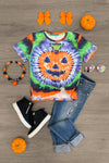 Tie Dye Pumpkin Short Sleeve Top - Sparkle in Pink