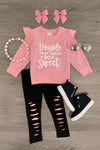 "Trouble Never Looked So Sweet" Legging Set - Sparkle in Pink