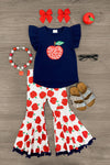 "Welcome Back To School" Apple Bell Bottom Set - Sparkle in Pink