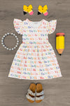 White Alphabet Dress - Sparkle in Pink