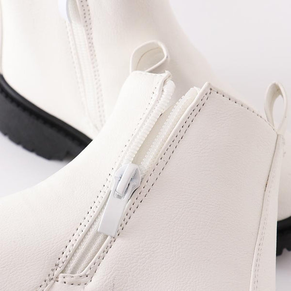 White & Black Color Block Chelsea Boots - Sparkle in Pink