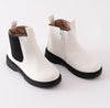 White & Black Color Block Chelsea Boots - Sparkle in Pink