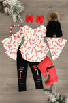 White Candy Cane Glitter Legging Set - Sparkle in Pink