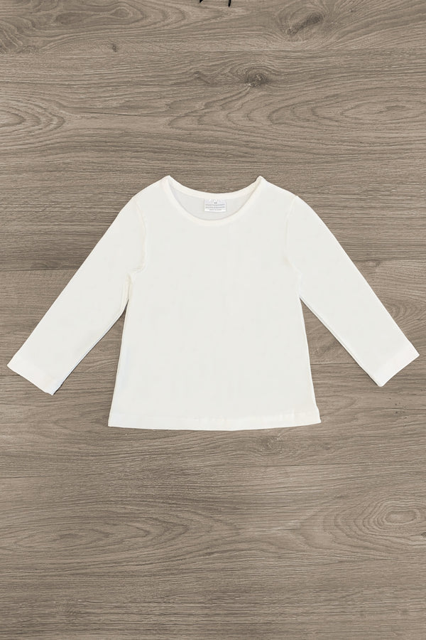 White Long Sleeve Top - Sparkle in Pink