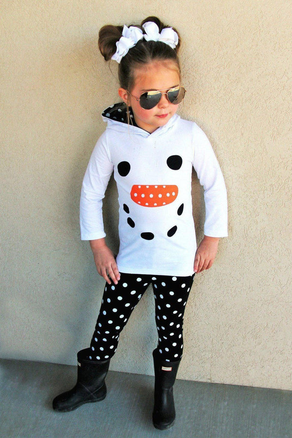 White Snowman Hoodie Pant Set - Sparkle in Pink
